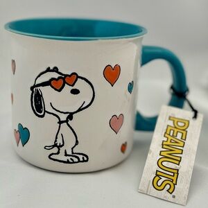 NEW 2023 Gibson Peanuts SNOOPY HEARTS SUNGLASSES Coffee Tea 21 OZ Mug Blue